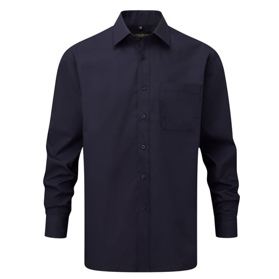 Russell Collection Womens/Ladies Poplin Long-Sleeved Shirt (French Navy) - Image 1