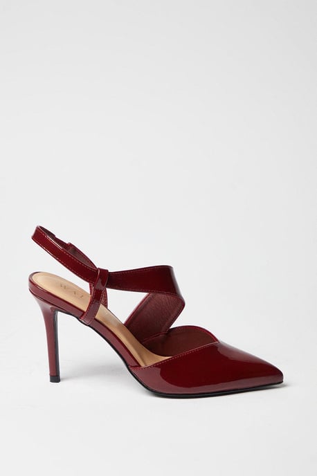 Wide Fit Evie Asymmetric Strap Detail Pointed Court Shoes