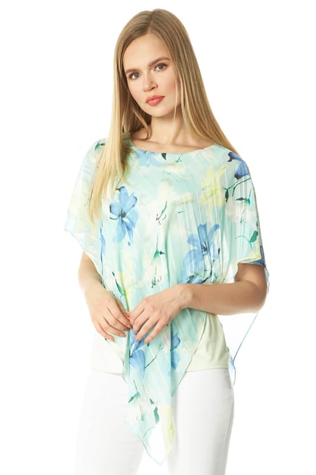Floral Print Asymmetric Overlay Top