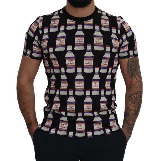 Dolce & Gabbana Black Bacio Di Venere Bomull Crew T-shirt för Män - Image 3