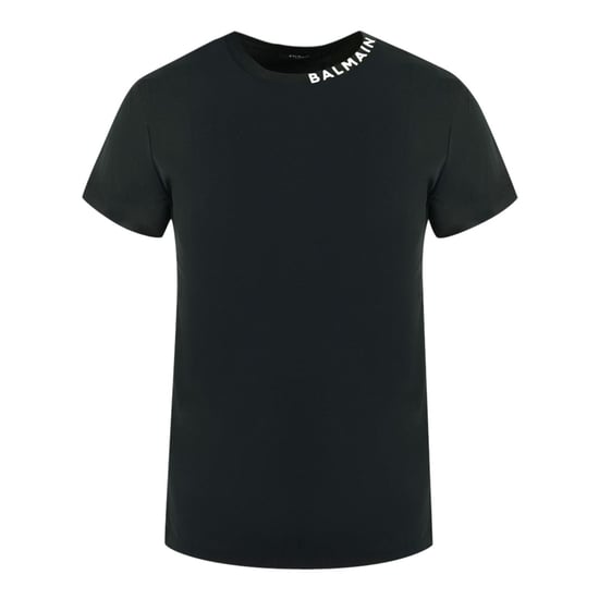 Balmain Bold Logo On Collar Black T-Shirt - Image 1