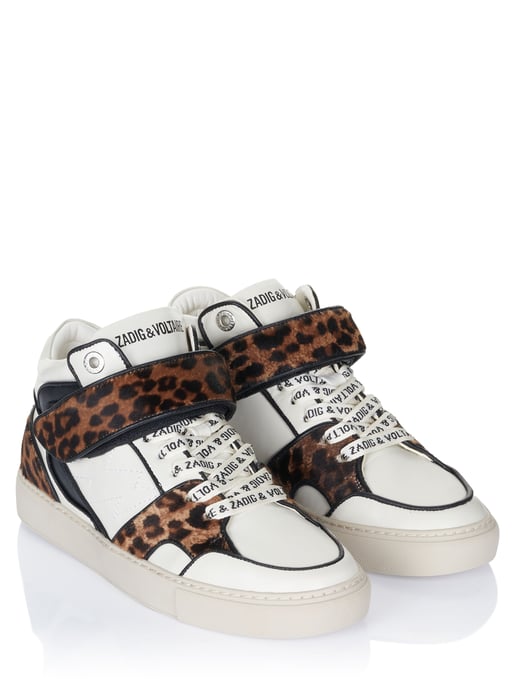 Zadig Voltaire Mid Flash bedrukte koeienhuid sneaker - Image 2