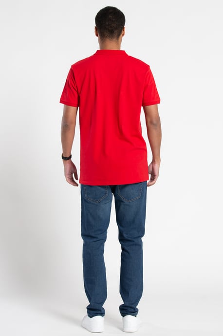 Red Cotton Short-Sleeve Polo Shirt