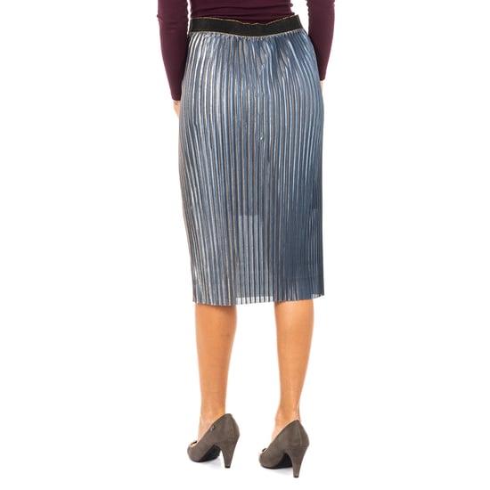 Straight cut skirt with shiny and horizontal effect KWKG01 woman - Image 3