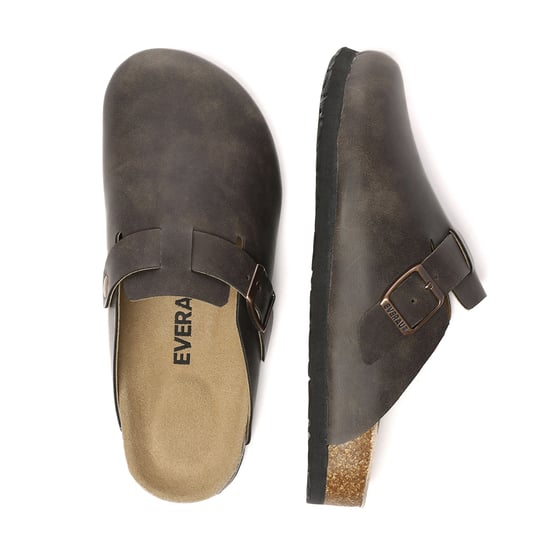 EVER AU Herr Hardhead Läder Komfort Clog Sandaler - Brunt Oljat Läder - Image 2