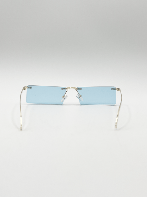 Frameless Rectangle Sunglasses in Pale Blue