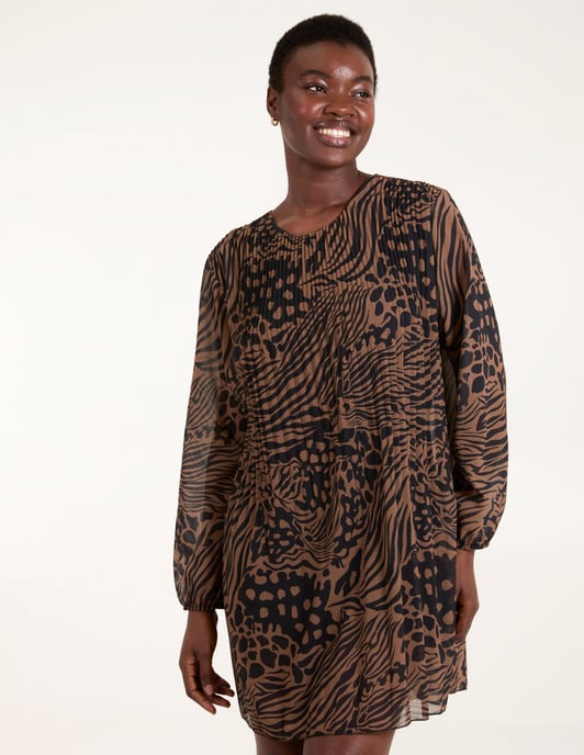 Animal Printed Pleated Tunic