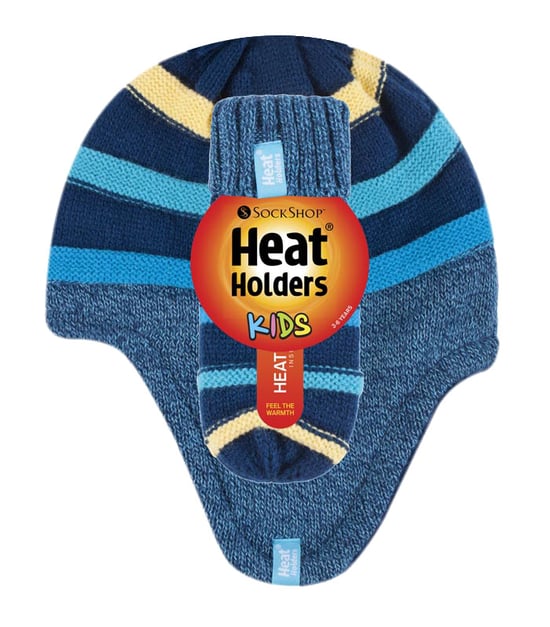 Heat Holders - Childrens Boys Winter Warm Fleece Lined Thermal Hat and Mittens Set with Ear Flaps - CCM2P4 - Image 2