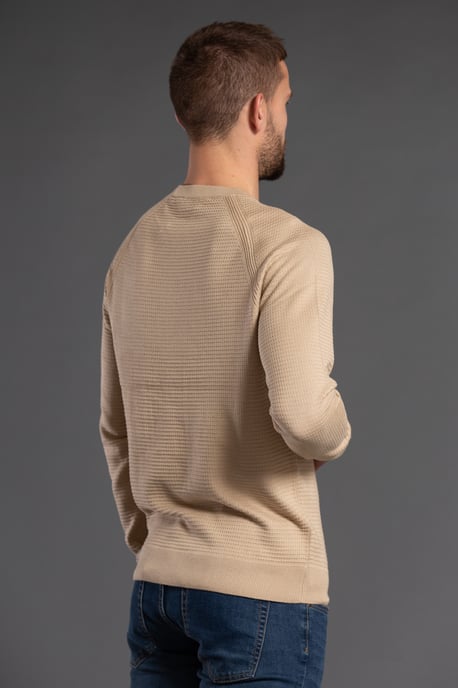 Stone Crew Neck Textured Jumper