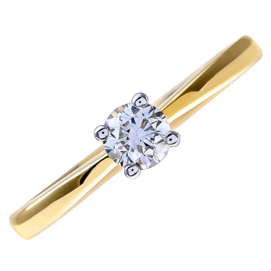 Engagement Ring, 18ct Yellow Gold IJ/I Round Brilliant Certified Diamond Ring, 0.33ct Diamond Weight