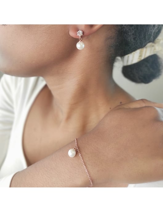 Pauline Crystal Pearl Set - roséguld och kristall - Image 2
