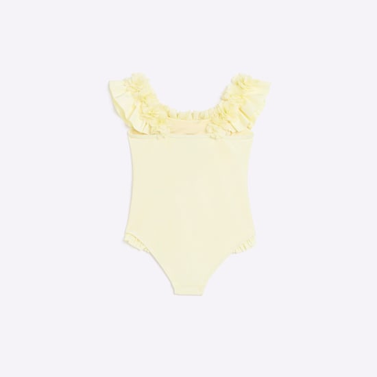 River Island Girls Swimsuit Yellow 3D Flowers