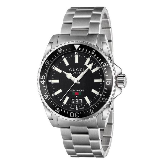 Gucci - Dive armbandsur i rostfritt stål med svart urtavla för män - Image 1