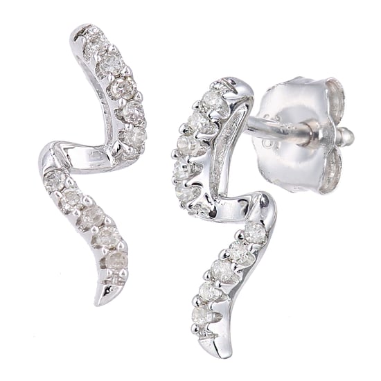 9ct White Gold Diamond S Design Earrings
