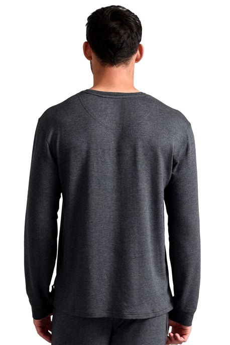 Ted Baker Long Sleeve Pyjama Top | Breathable Casual Mens Long Sleeve T Shirt - Charcoal - Image 2
