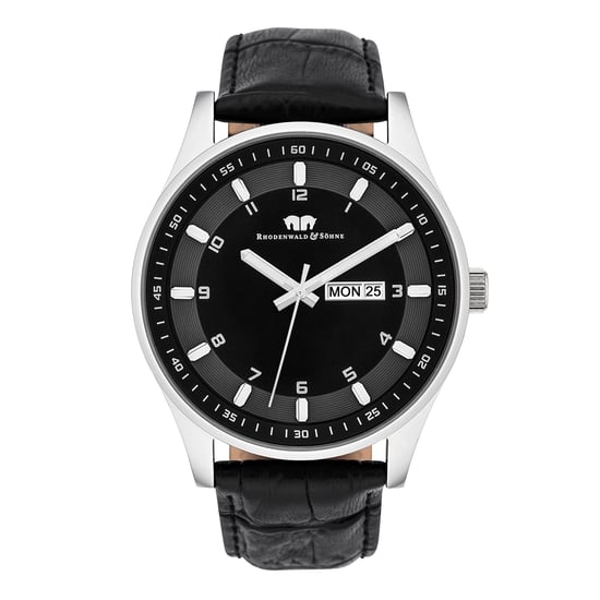 Rhodenwald & Söhne Men's Quartz Silver Genuine Leather Black Watch