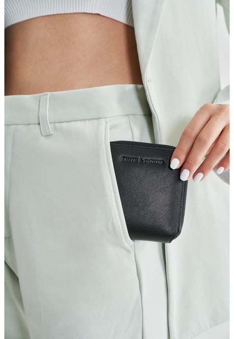Smooth Leather Square Zip Purse