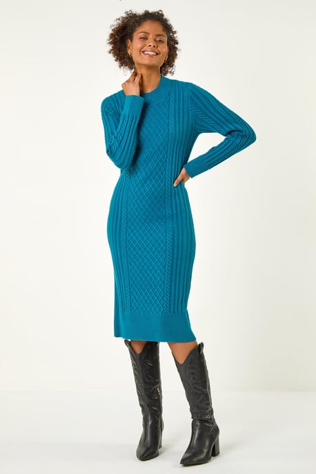 Dusk Cable Knit Midi Jumper Dress - Image 3