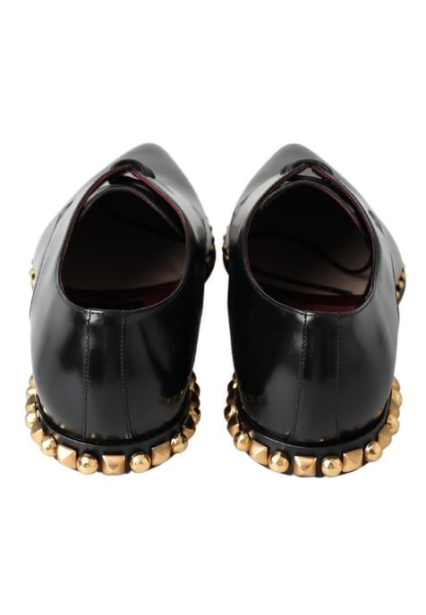 Dolce & Gabbana Men's Black Derby Gold Studded Leather Shoes