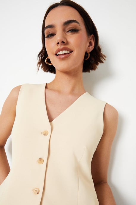 Button Front Relaxed Waistcoat