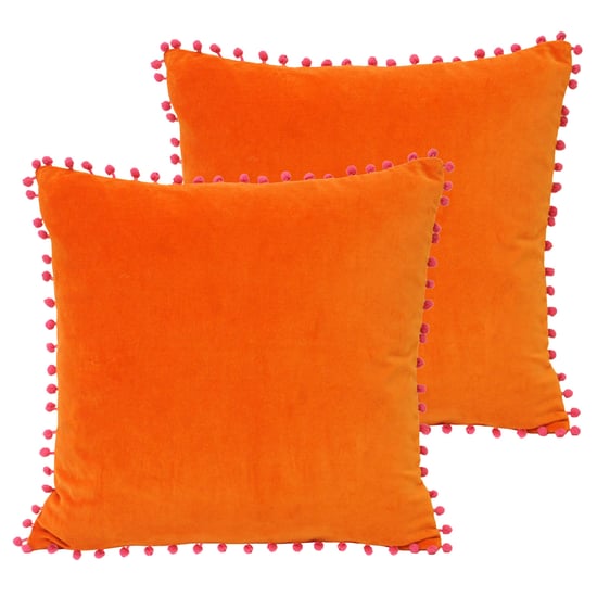 Velvet Pompom Cushions (Twin Pack) - Image 1