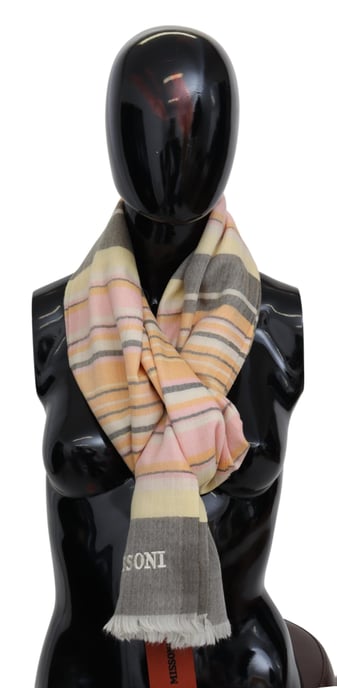 Missoni Herrars Multikolor Randig Kasmir Unisexsjal - Image 1