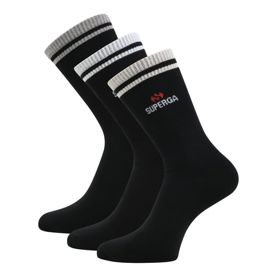Superga Unisex Adult Ribbed Knitted Socks (Pack of 3) (Black) - Image 1