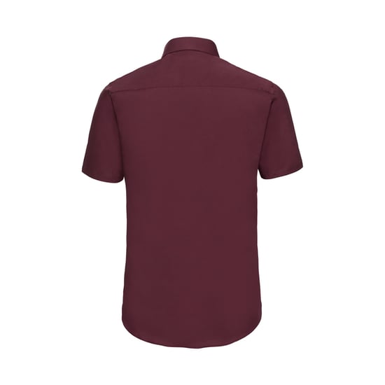 Russell Collection Mens Fitted Short-Sleeved Shirt (Port) - Image 2