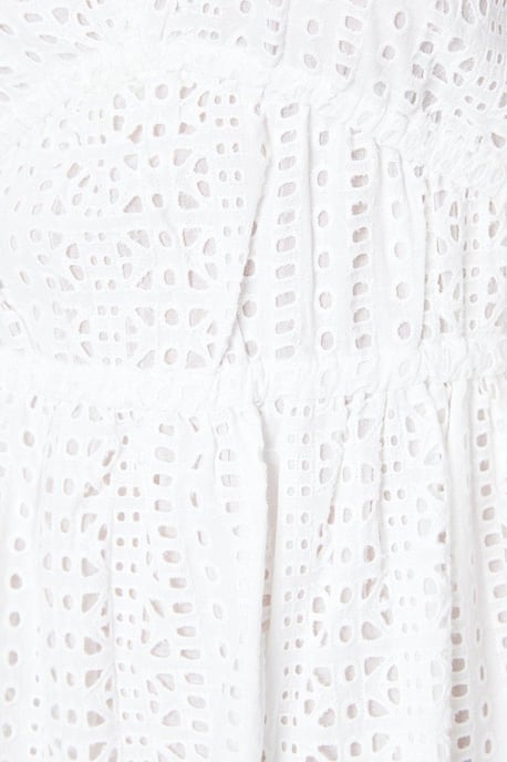Petite Broderie Tie Front Puff Sleeve Midi Dress - Image 5
