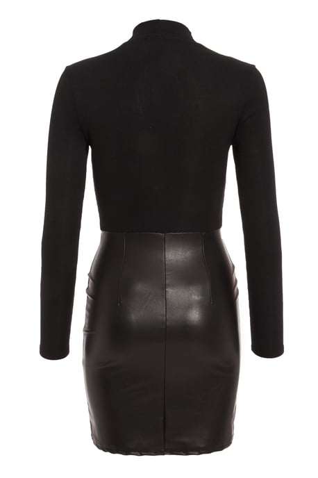 Petite Black Faux Leather Bodycon Dress