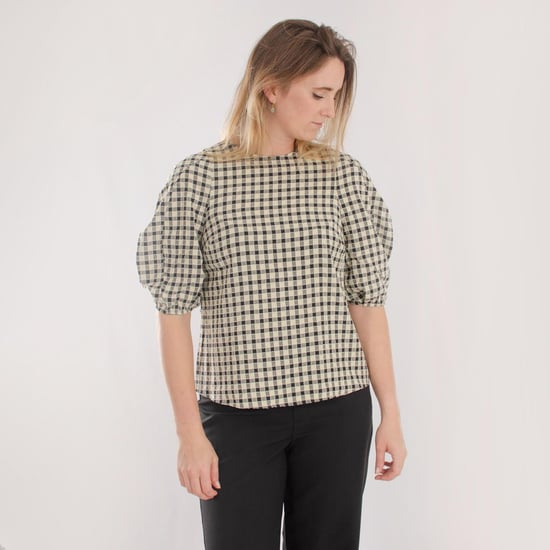 Check Puff Sleeve Top