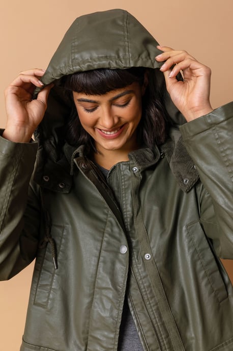 Waxed Longline Hooded Coat - Image 4