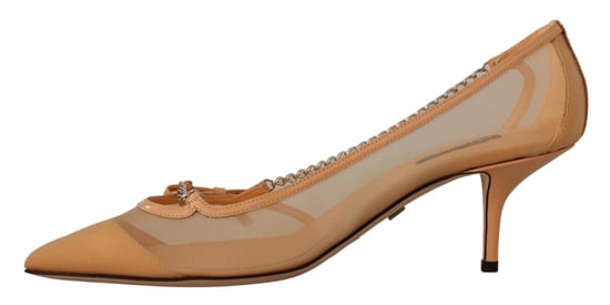 Dolce & Gabbana Damers Päron Mesh Läderkedjor Klackskor - Image 5