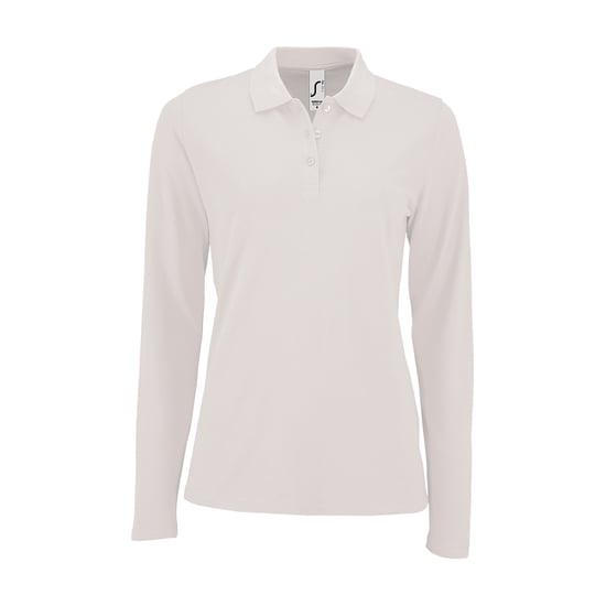 SOLS Womens/Ladies Perfect Long Sleeve Pique Polo Shirt (White)