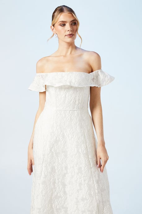 Bardot Jacquard Full Skirted Wedding Dress - Image 2