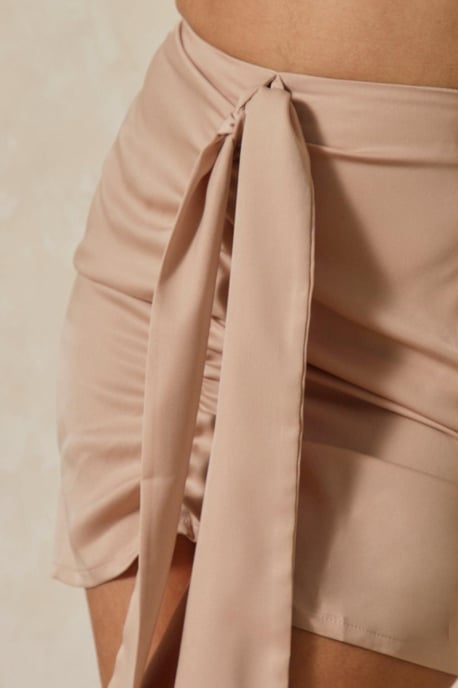 Satin Drape Detail Mini Skirt