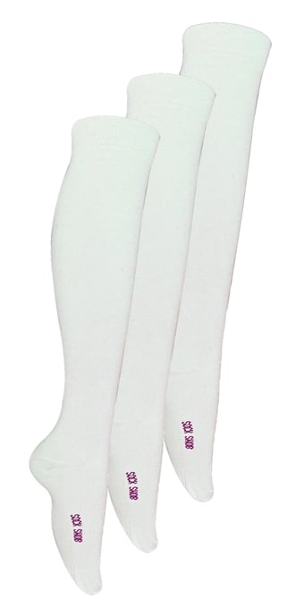 3 Pair Multipack Girls Knee High Bamboo Socks | Sock Snob | Plain Long School Socks for Kids - White - Image 1