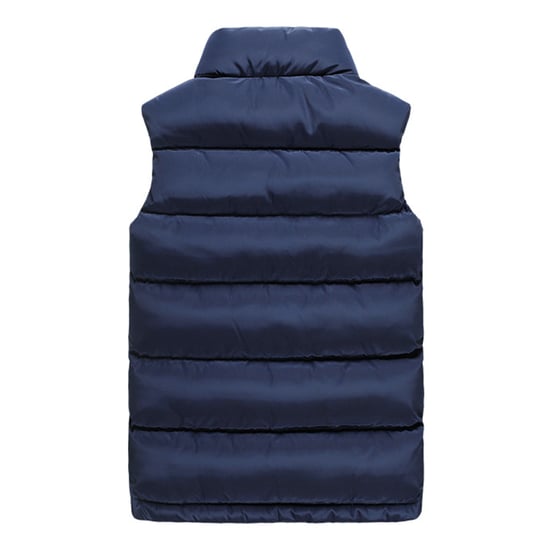 Men's Solid Color Casual Stand Collar Padded Gilets Blue