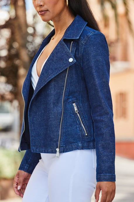Dark Indigo Denim Biker Jacket