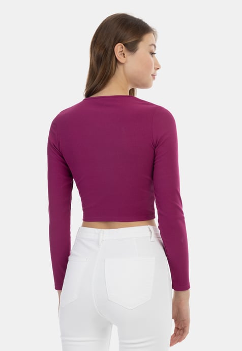 Mymo Topje met lange mouwen Dames fuchsia - Image 4
