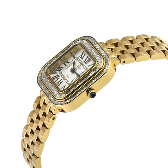 GV2 Bellagio Women's Swiss Made Diamond Watch, Silver-White Dial, IPYG Bracelet