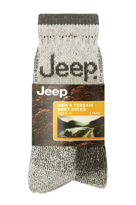Mens 3 Pair Jeep Terrain Cushion Sole Walking Hiking Work Socks - Image 2