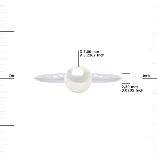 DIADEMA - Ring - Diamonds and White Gold - Real Freshwater Pearls - White