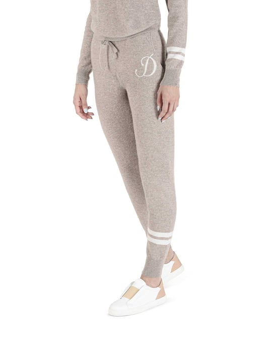 Crown Of Edinburgh Cashmere Track Pants Morningside Camel D - Image 1