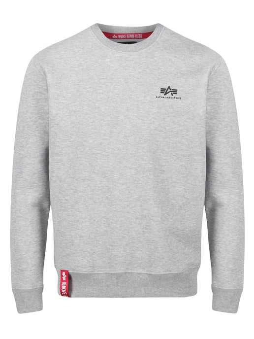 Alpha Industries Basis Trui Klein Logo Grijs Heather - Image 3