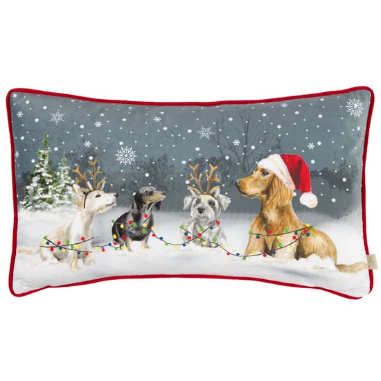 Evans Lichfield Christmas Dogs Piped Cushion