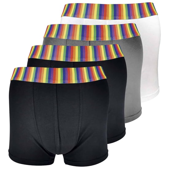 4 Pack Herr Multipack Mjuk Bomull Nyhet Randig Regnbåge Boxer Shorts Underkläder - Regnbåge - Image 1