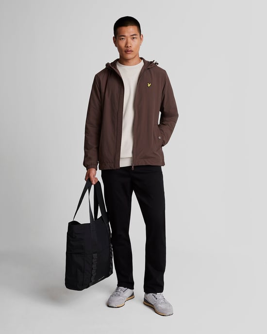 Heren Zip Door Capuchonjack in Bruin - Image 2