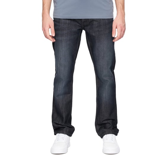 Crosshatch Mens New Techno Denim Embossed Jeans (Dark Wash) - Image 1