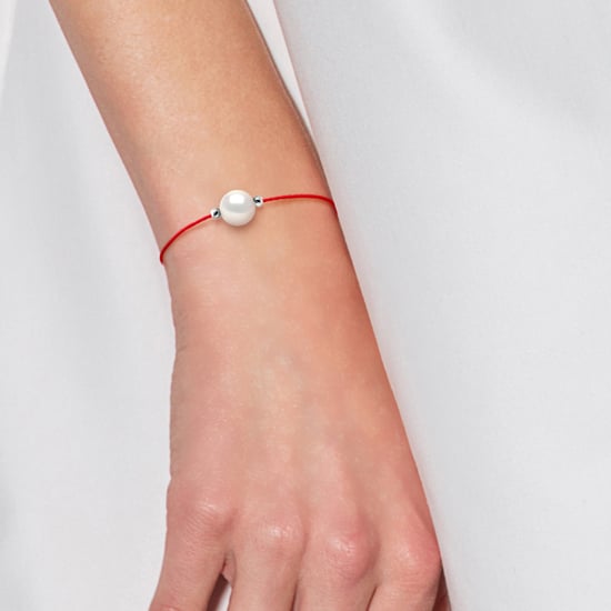 DIADEMA - Bracelet - Red Nylon - Freshwater Pearl - White